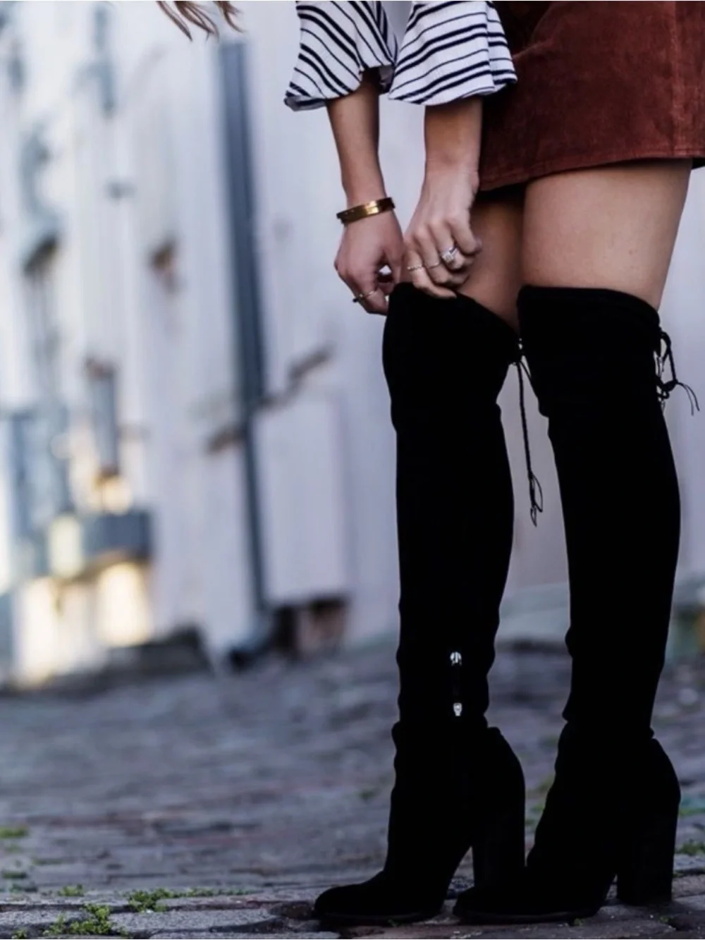 Dolce Vita Katy Over the Knee Black Heeled Boots Size 11